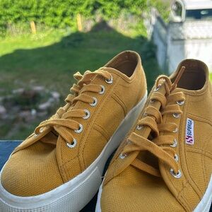Superga Platform Shoes Mustard Orange